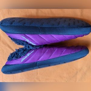 Eddie Bauer Quilted Down Slip on Slippers House Shoes Womens Size 11 Fuschia GUC